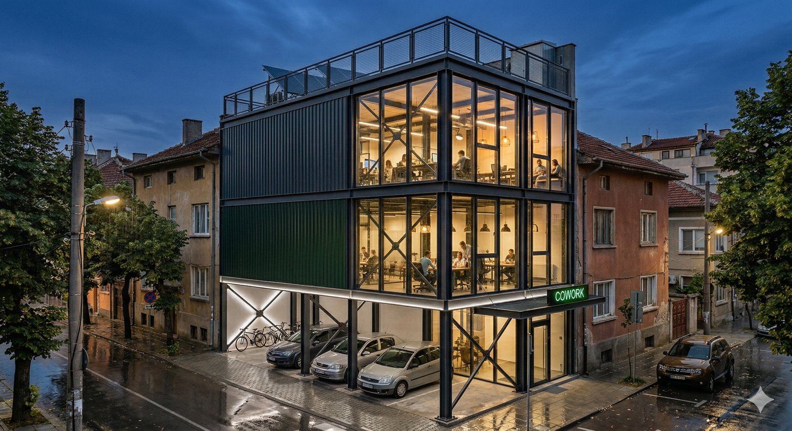 Фасада — нощ